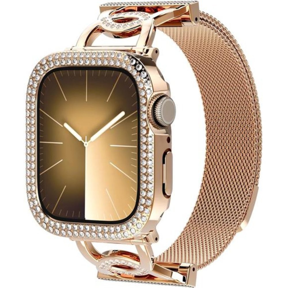 NEW Rose Gold Apple Watch Band + Bling Case